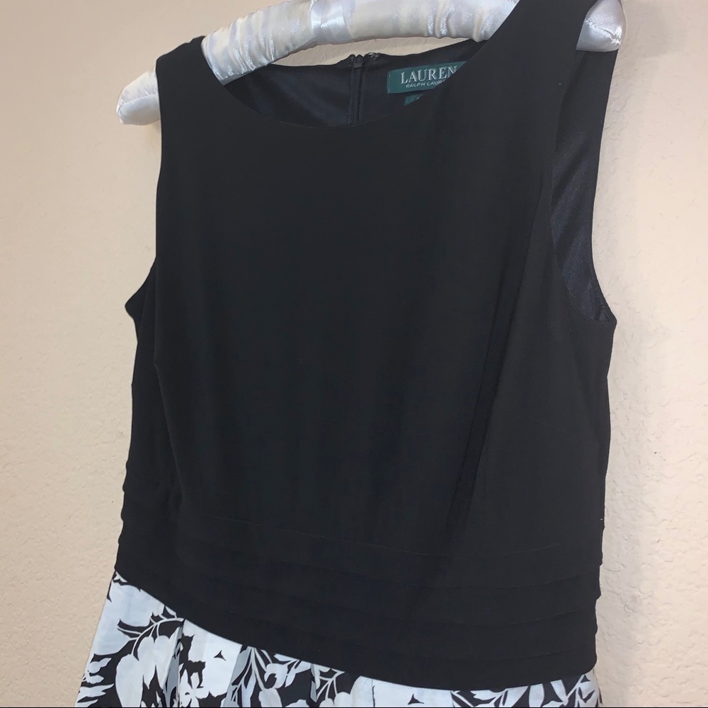 Lauren Ralph Lauren Black White Floral Dress NWT - Picture 3 of 9